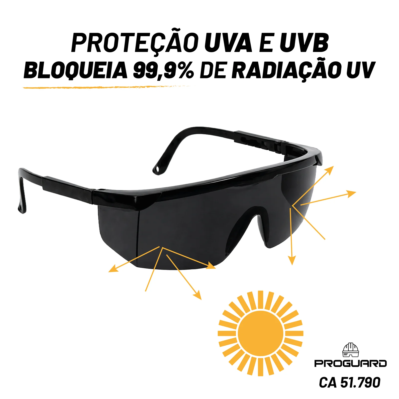 PROGUARD - Óculos de Proteção Aba Lateral Cinza COUGAR - Vista Lateral
